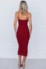 Zhavia Midi Dress - Wine Red