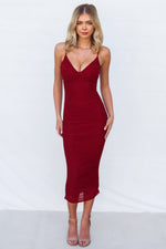 Zhavia Midi Dress - Wine Red