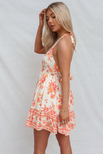 Aaliyah Mini Dress - Cream/Orange