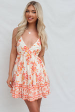 Aaliyah Mini Dress - Cream/Orange