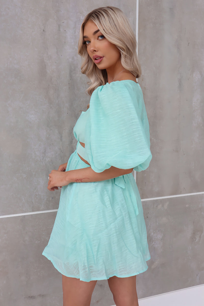 Abigail Mini Dress - Aqua Green