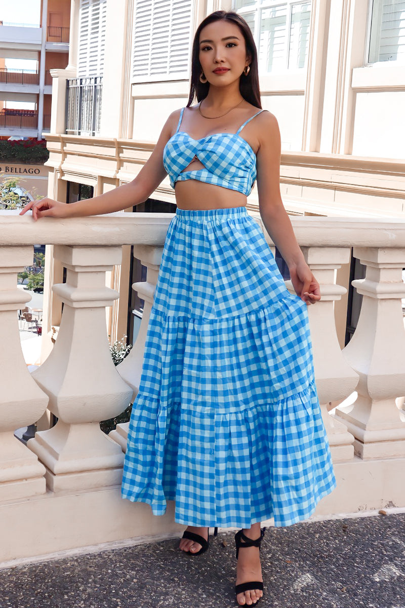 Addison Set Skirt - Blue Gingham