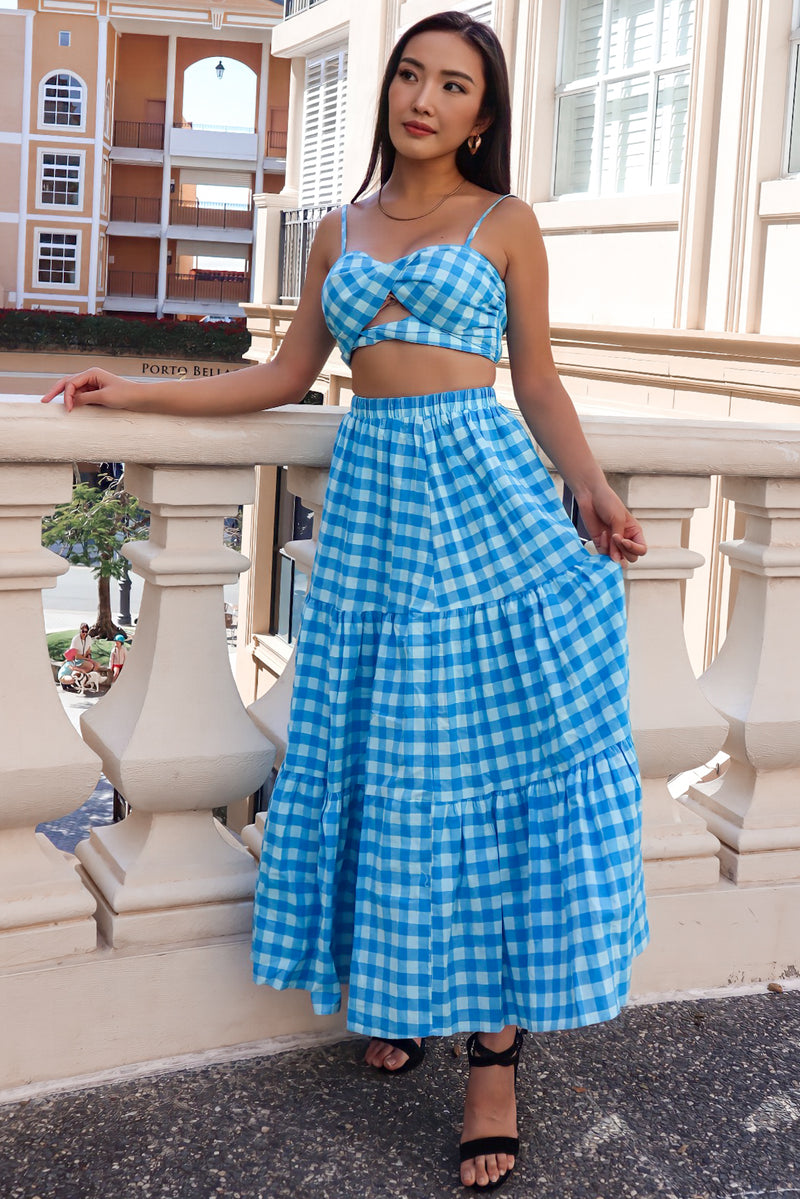 Addison Set Top - Blue Gingham