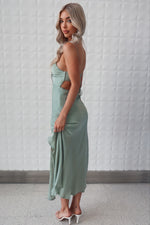 Alenka Satin Midi - Sage Green