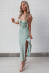 Alenka Satin Midi - Sage Green