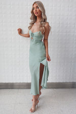 Alenka Satin Midi - Sage Green