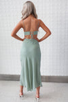 Alenka Satin Midi - Sage Green