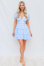 Alice Mini Dress - Blue Gingham