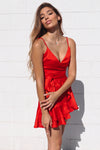 Alyssa Satin Dress - Red