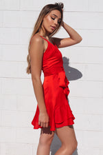 Alyssa Satin Dress - Red