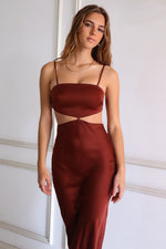 Andorra Satin Midi - Rust Brown