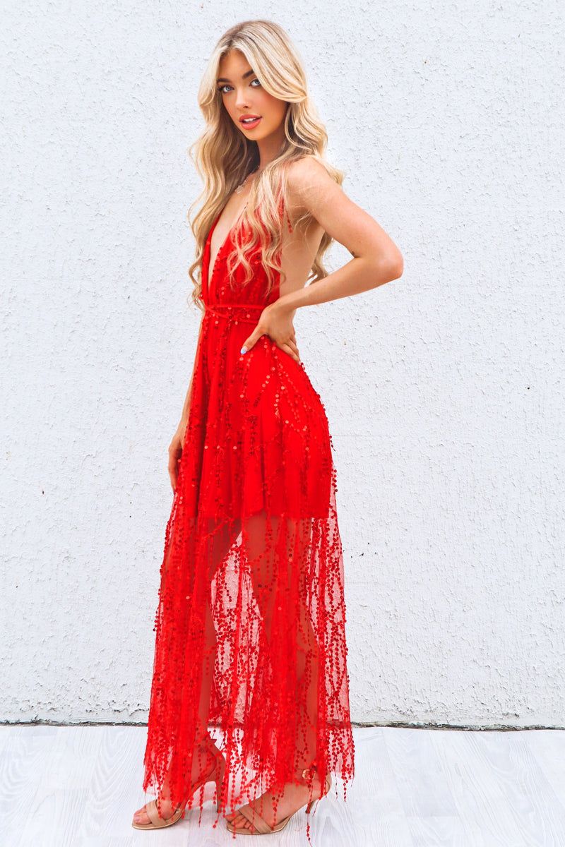 Belladonna Sequin Gown - Red