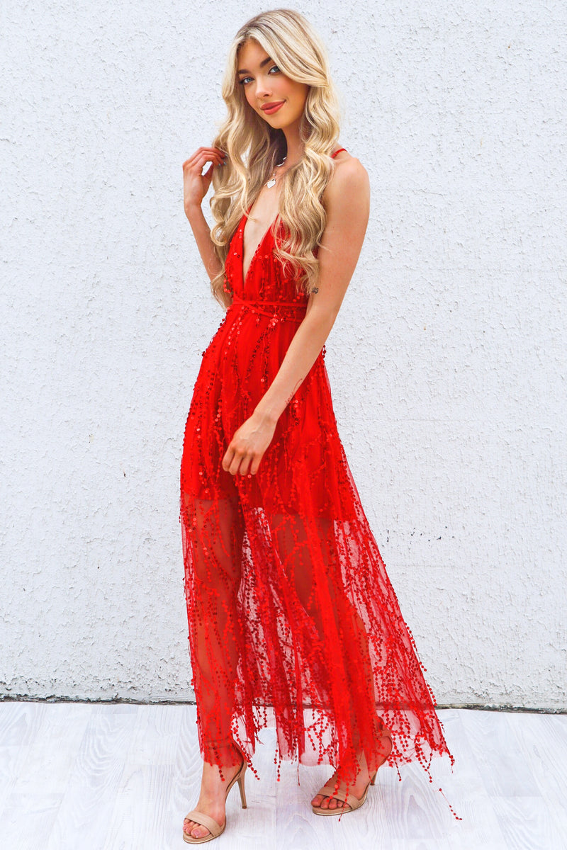 Belladonna Sequin Gown - Red