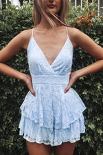 Lace Pixie Playsuit - Blue - Runway Goddess