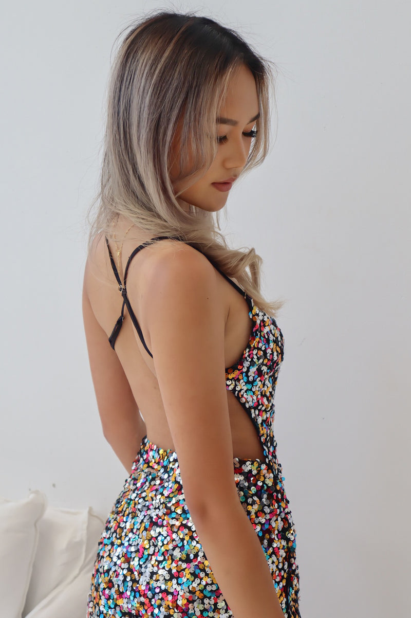 Bokeh Mini Dress - Rainbow Sequin