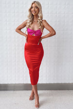 Brianna Midi Dress - Red/Pink