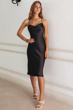 Brodie Satin Midi - Black