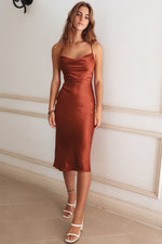 Brodie Satin Midi - Brown