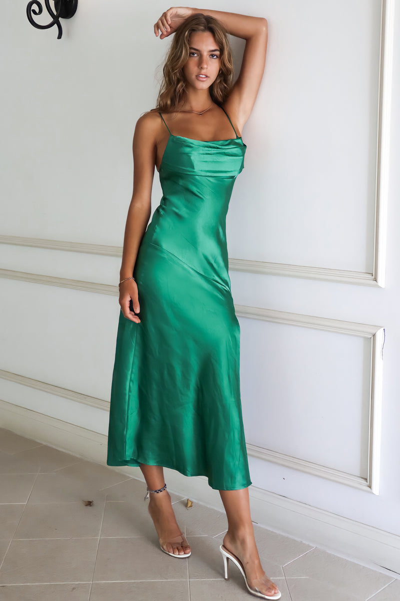 Celine Satin Midi - Bright Green