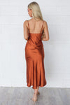 Celine Satin Midi - Chocolate Brown