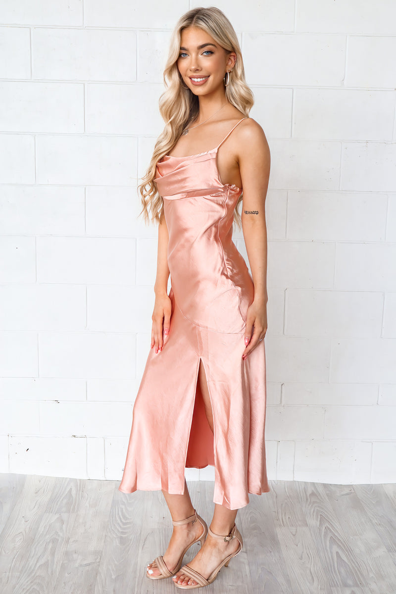 Celine Satin Midi - Peach