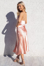 Celine Satin Midi - Peach