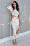 Charlene Satin Midi - Champagne