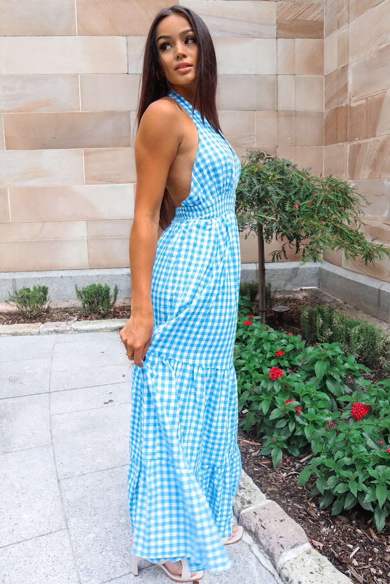 Chelsea Maxi Dress - Blue Gingham