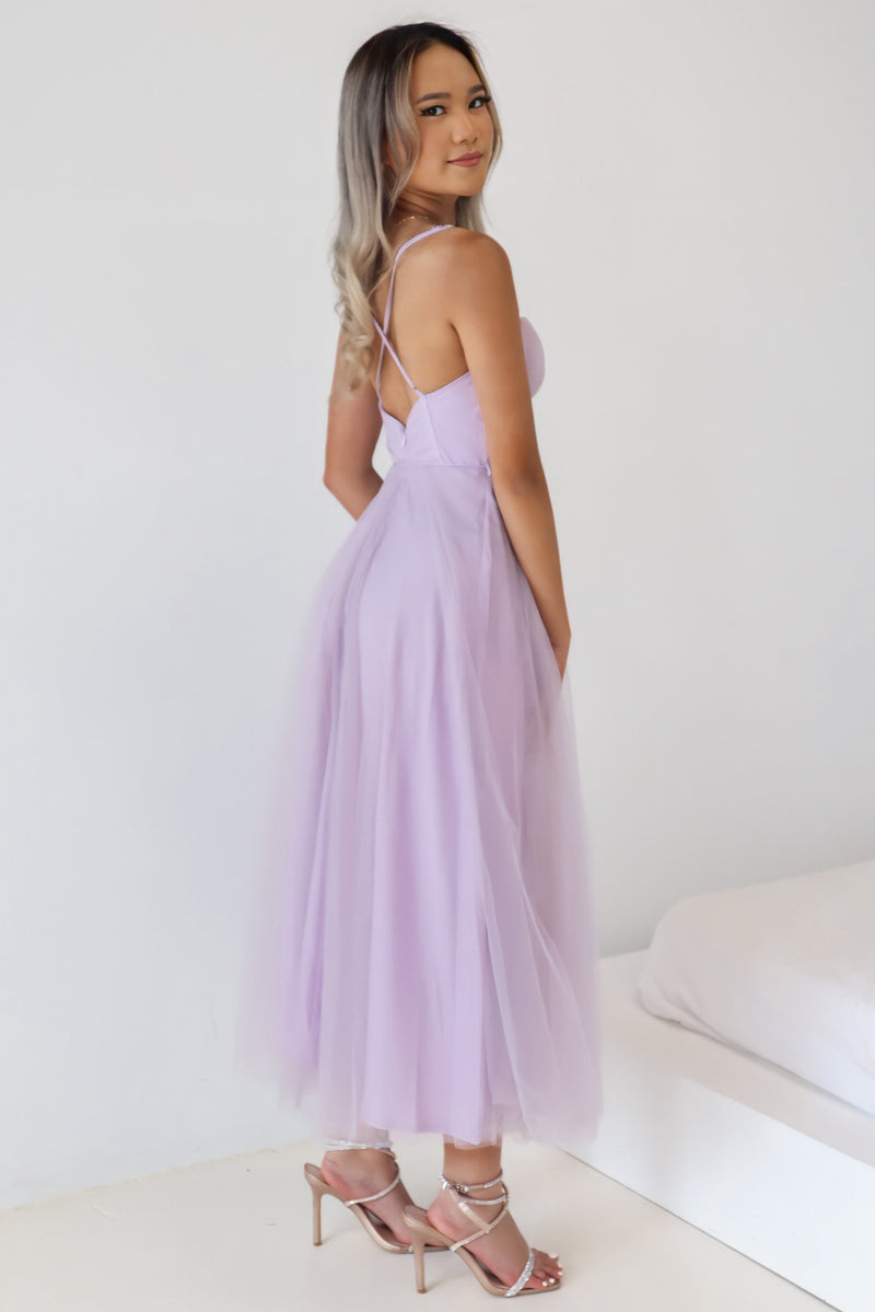 Cindy Tulle Midi Dress - Lilac