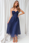 Cindy Tulle Midi Dress - Navy