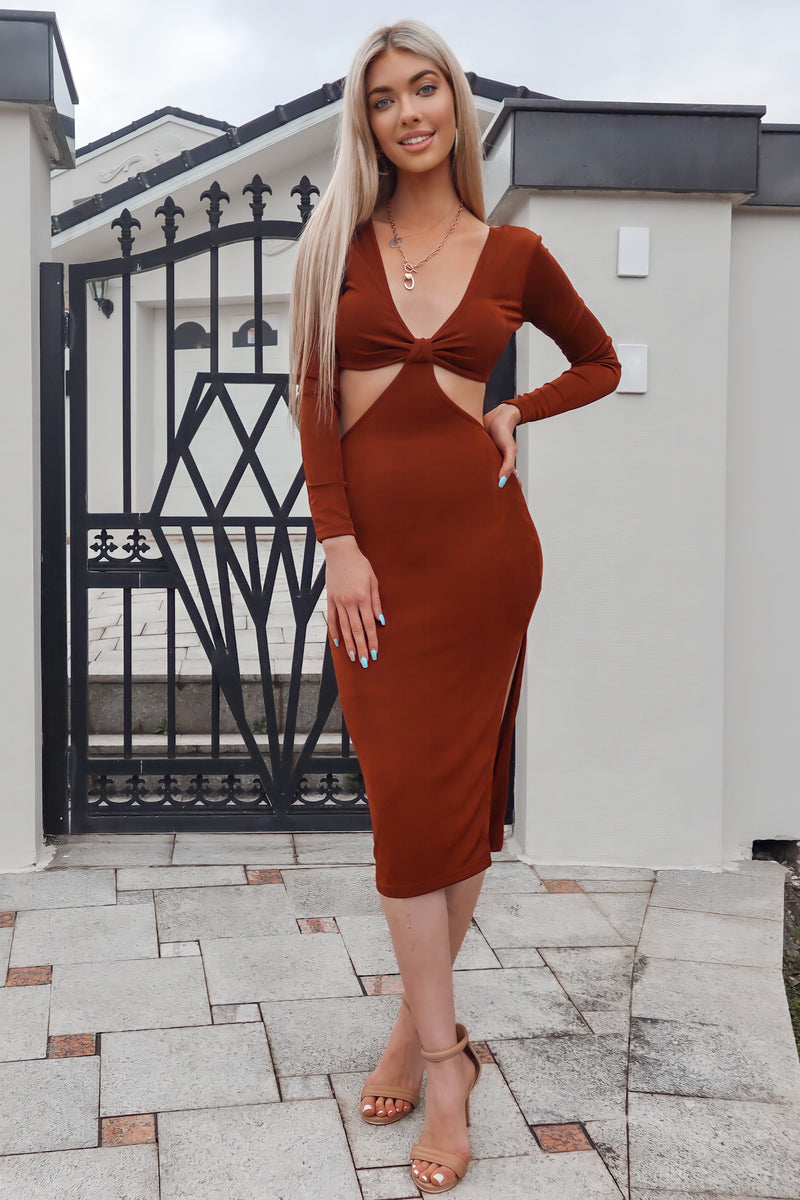 Claire Midi Dress - Chocolate