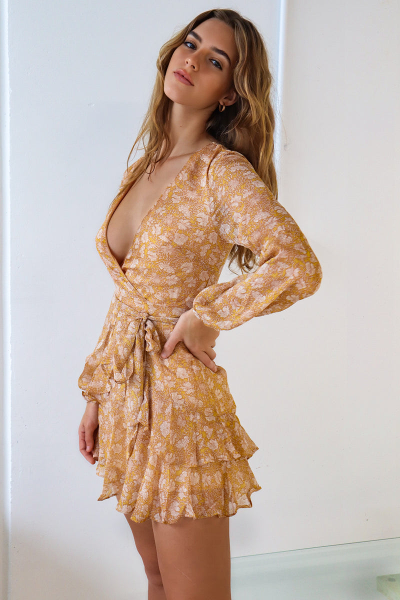 Dawn Mini Dress - Mustard Floral