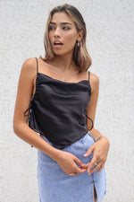 Delilah Satin Top - Black