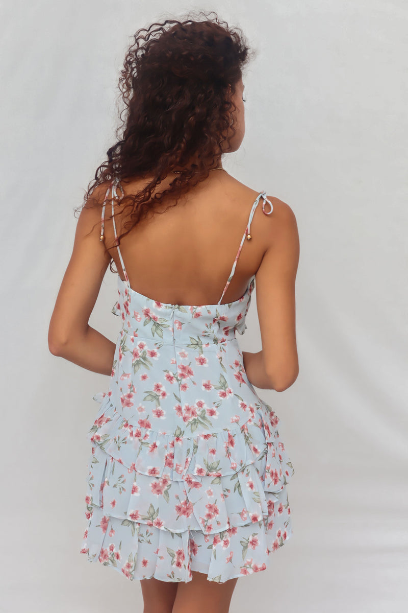 Diddie Mini Dress - Blue/Pink Floral