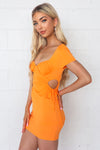 Eloise Ribbed Cutout Dress - Orange