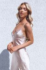 Elsa Satin Midi Dress- Champagne