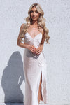 Elsa Satin Midi Dress- Champagne