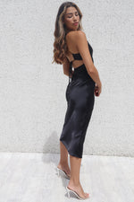 Euphoria Satin Midi - Black