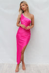 Felicia Diamanté Maxi Dress - Hot Pink