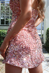 Galaxy Sequin Dress - Rose Gold Pink