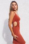 Hillary Ribbed Midi - Rust