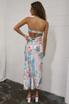 Kyra Satin Maxi Dress - Postcard Print