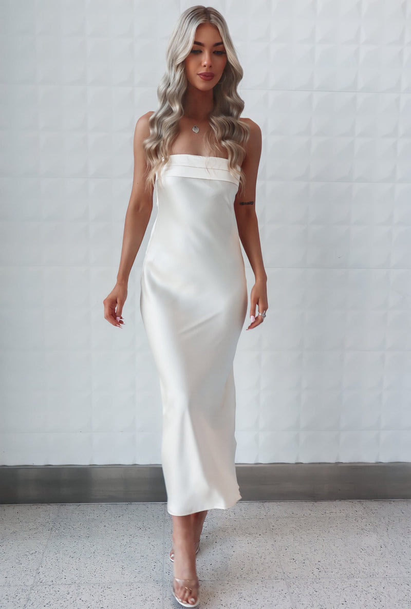 Kyra Satin Maxi Dress - Champagne