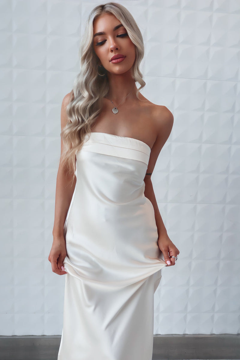 Kyra Satin Maxi Dress - Champagne