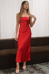 Kyra Satin Maxi Dress - Wine Red