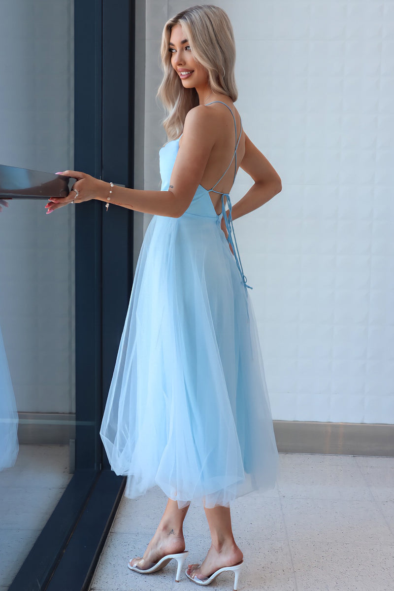 Latisha Tulle Midi Dress - Baby Blue