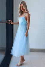 Latisha Tulle Midi Dress - Baby Blue