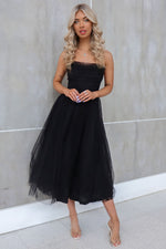 Latisha Tulle Midi Dress - Black