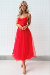 Latisha Tulle Midi Dress - Red