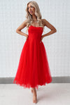 Latisha Tulle Midi Dress - Red